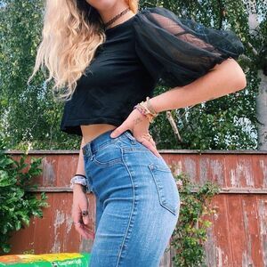 Honey Pot tulle puff sleeve top